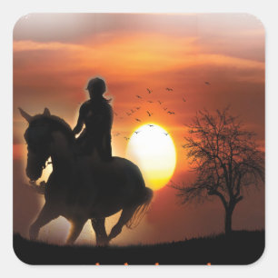 Sticker Carré juste une fille qui aime les chevaux
