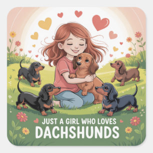 Sticker Carré Juste Une Fille Qui Aime Les Dachshunds