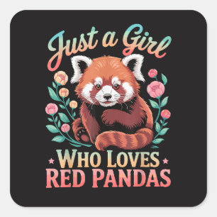 Sticker Carré Juste Une Fille Qui Aime Les Pandas Rouges