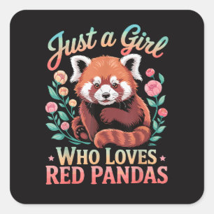 Sticker Carré Juste Une Fille Qui Aime Les Pandas Rouges