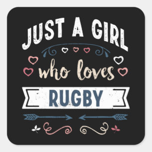 Sticker Carré Juste une fille qui aime Rugby Dons Amusants