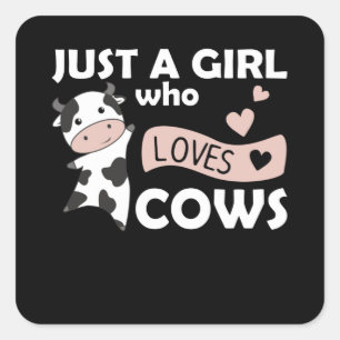 Sticker Carré Juste une fille qui aime vaches mignonnes animaux 