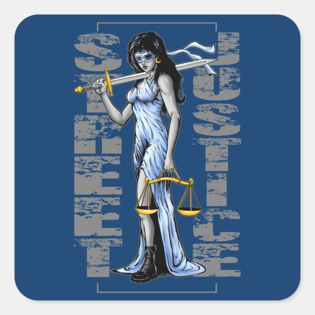 Sticker Carré Justice pour dame chaude par Justice de rue (Devant)