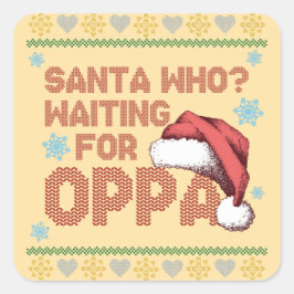 Sticker Carré K-Drama laide pull de Noël en attente d'Oppa