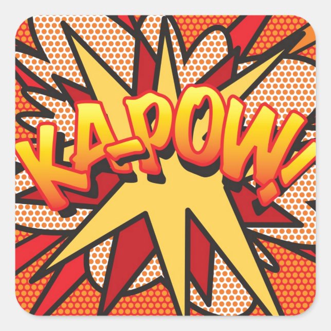 Sticker Carré KA-POW Amusant Art Pop Comic Livre Rétro (Devant)