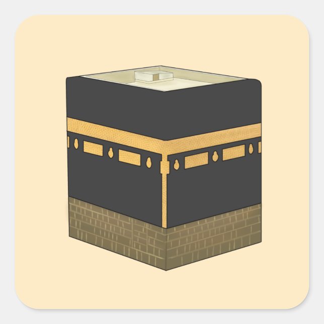 Sticker Carré Kaaba - Anglais - Chaîne d'eau - Kaabah Hand Drawn (Devant)
