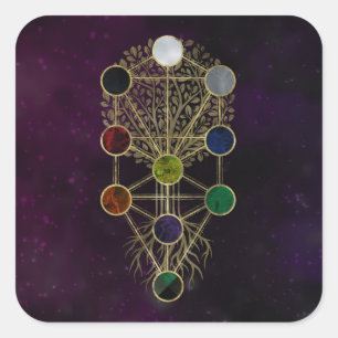 Sticker Carré Kabbalah L'arbre de vie - Etz Hayim
