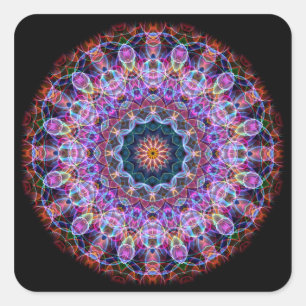 Sticker Carré Kaléidoscope de Lotus pourpre