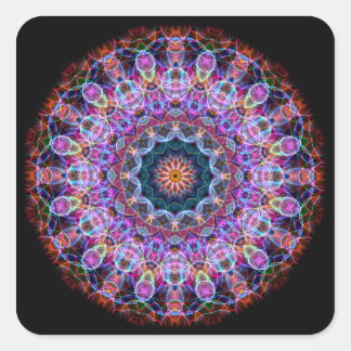 Sticker Carré Kaléidoscope de Lotus pourpre