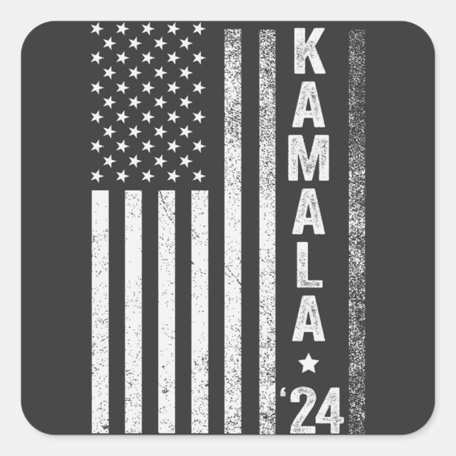 Sticker Carré Kamala : Élection du président du drapeau américai (Devant)