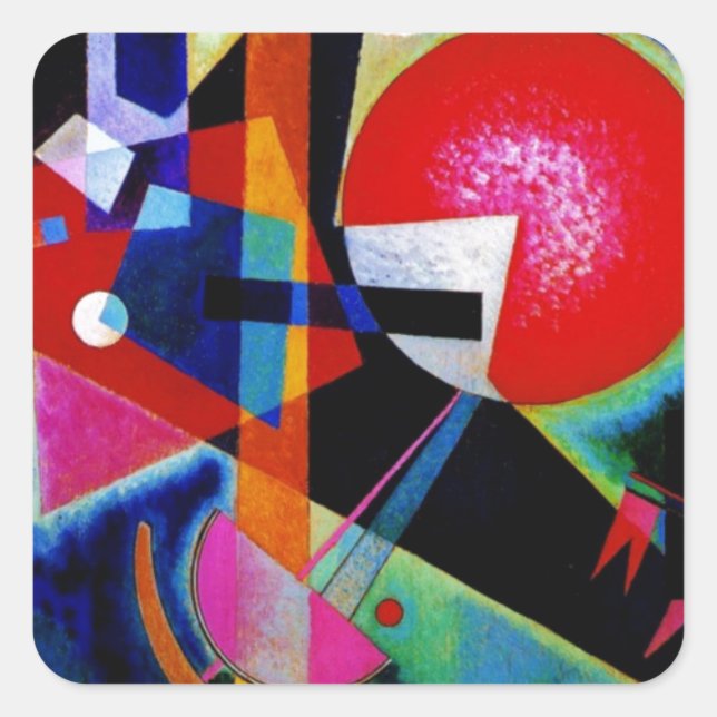 Sticker Carré Kandinsky en peinture Abstraite bleue (Devant)