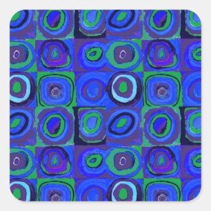 Sticker Carré Kandinsky Farbstudie Blue Quadrate Square Circle