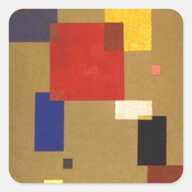 Sticker Carré Kandinsky Treize Rectangles peinture Abstraite (Devant)