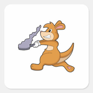 Sticker Carré Kangaroo as Cook