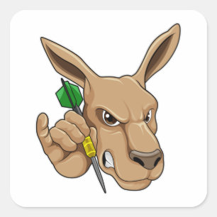 Sticker Carré Kangaroo comme joueur de Dart avec Dart