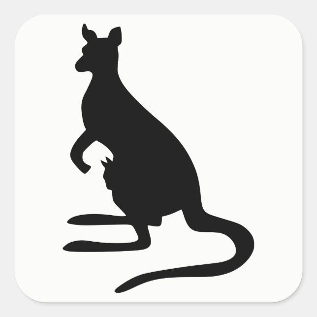 Sticker Carré Kangaroo Silhouette (Devant)