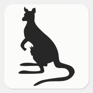 Sticker Carré Kangaroo Silhouette