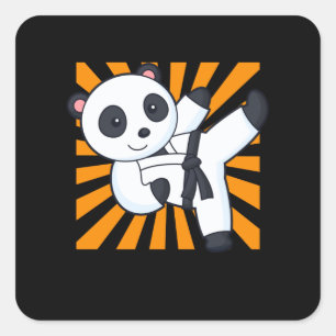 Sticker Carré Karate Panda Funny Arts Martiaux Animaux Enfants