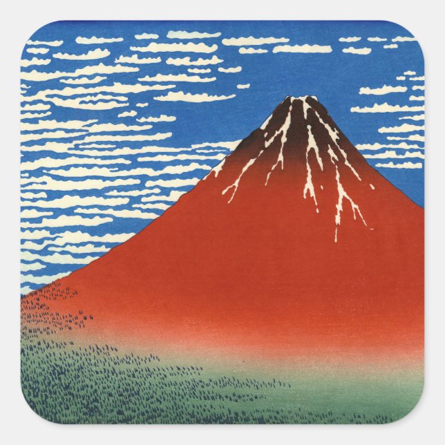 Sticker Carré Katsushika Hokusai - Vent Fin, Matin Clair (Devant)