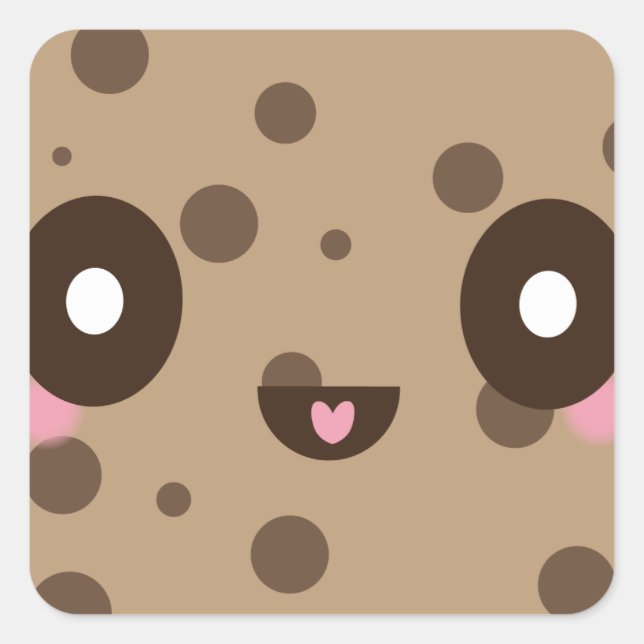 Sticker Carré Kawaii Cookies puce chocolat (Devant)