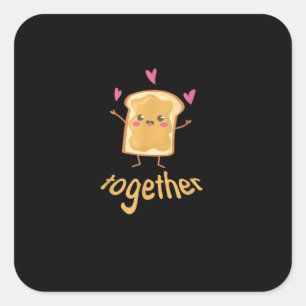 Sticker Carré Kawaii Couple assorti Beurre de Cacahuète Jelly Mi