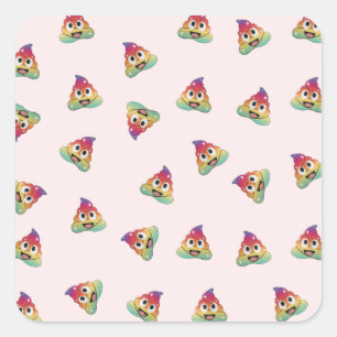 Sticker Carré kawaii Rainbow licorn poop emoji magique poop