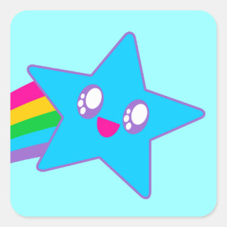 Sticker Carré Kawaii Rave Neon Étoile Arc-en-ciel