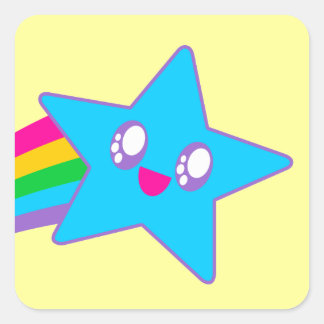 Sticker Carré Kawaii Rave Neon Étoile Arc-en-ciel