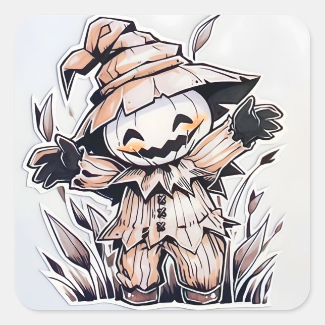 Sticker Carré Kawaii Scarecrow 01 (Devant)