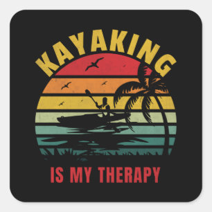 Sticker Carré Kayak Est Ma Thérapie Design Extérieur