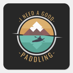 Sticker Carré Kayaking Kayak Paddle