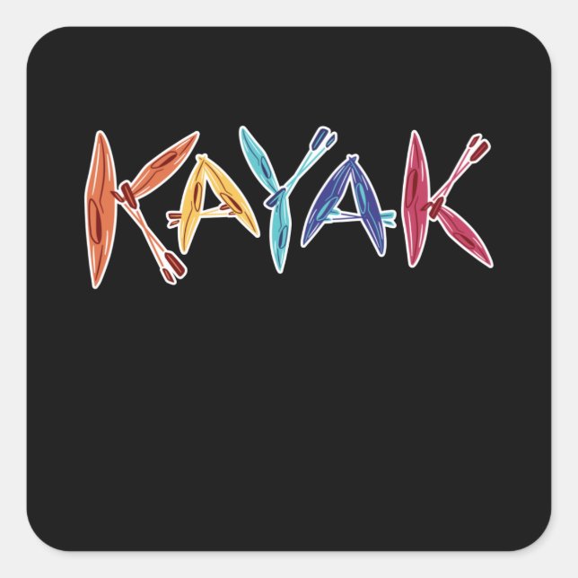 Sticker Carré Kayaks & Paddles Kayaking Kayaker Cadeau (Devant)