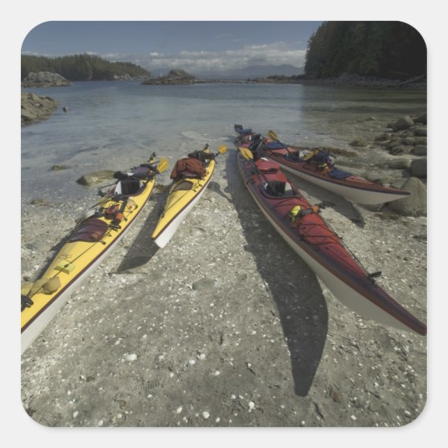 Sticker Carré Kayaks sur l'île Dicebox, Broken Island Group, (Devant)