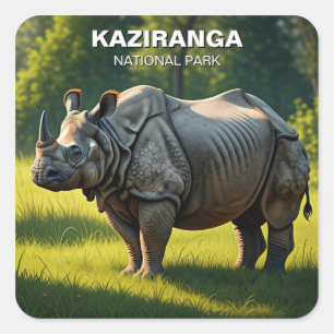 Sticker Carré Kaziranga National Park Assam Inde Travel