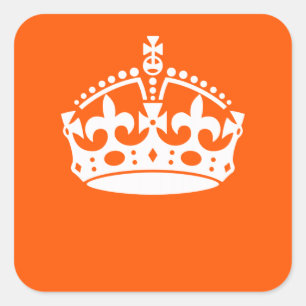 Sticker Carré KEEP CALM CROWN Icon on Orange Customize This