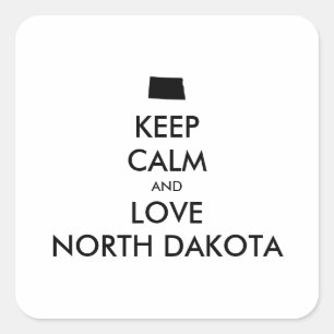 Sticker Carré KEEP CALM et LOVE NORTH DAKOTA