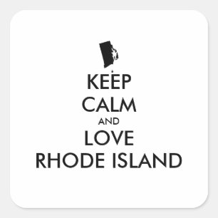 Sticker Carré KEEP CALM et LOVE RHODE ISLAND personnalisables