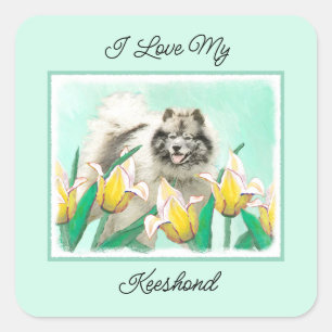 Sticker Carré Keeshony in Tulips Peinture mignonne Original Chie