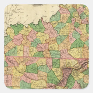 Sticker Carré Kentucky, Tennessee et une partie de l'Illinois