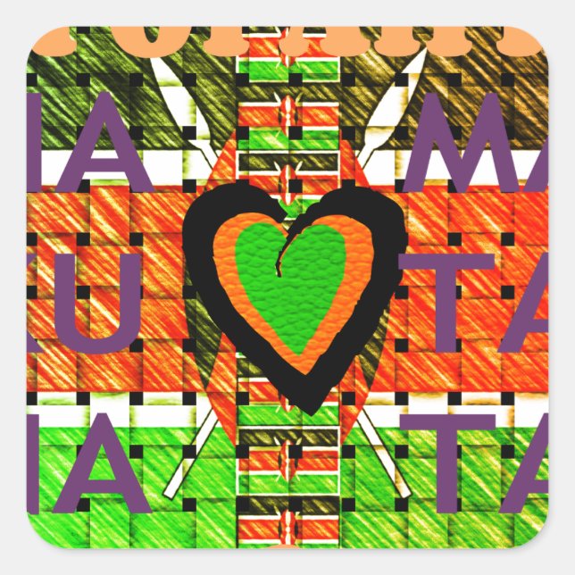 Sticker Carré Kenya : Toute l'Afrique dans un pays - Drapeau tis (Devant)