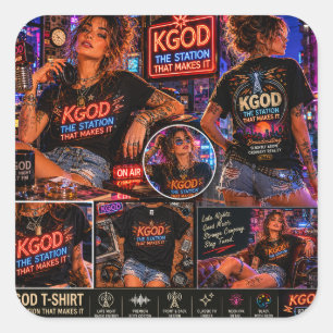 Sticker Carré KGOD Radio Late Night 