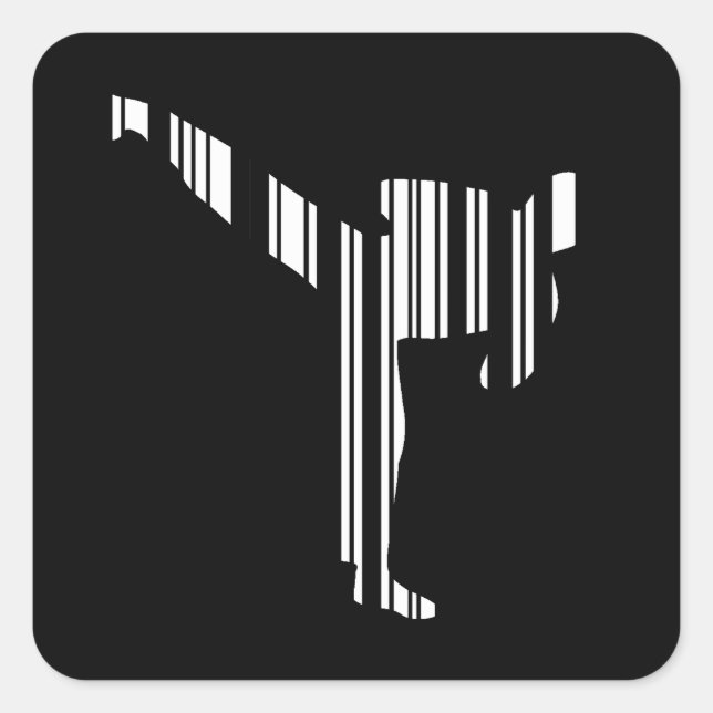 Sticker Carré KICKBOXER BAR CODE Kickboxing Barcode Motif (Devant)