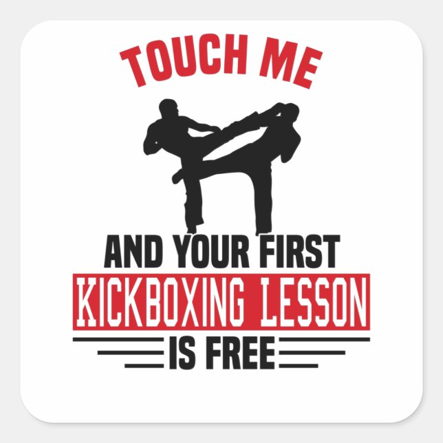 Sticker Carré Kickboxing Kickboxer Martial Arts (Devant)