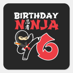 Sticker Carré Kids Birthday Ninja