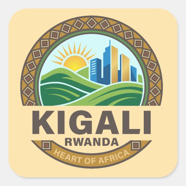 Sticker Carré Kigali Rwanda Africa (Devant)