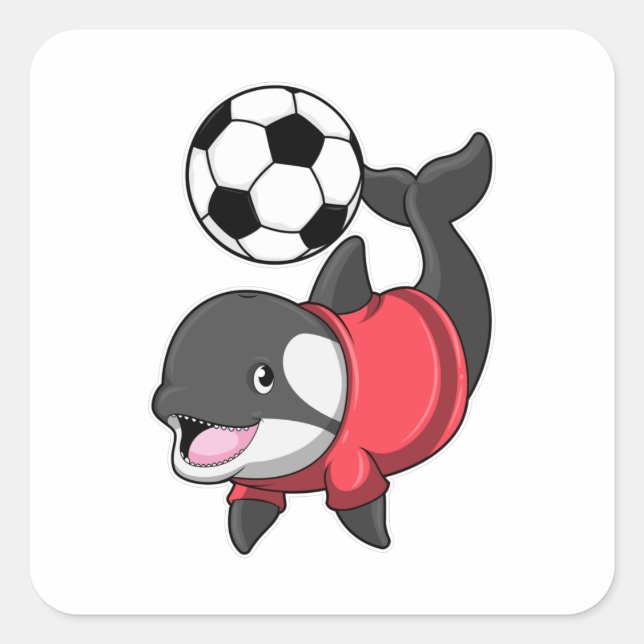Sticker Carré Killerwhale comme joueur de football avec Soccer (Devant)