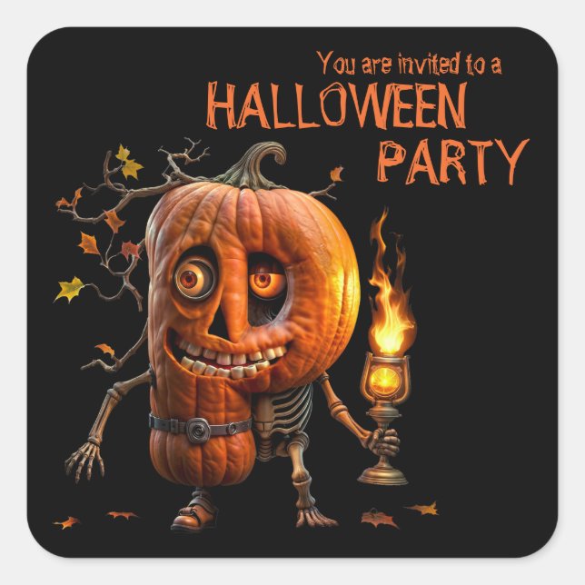 Sticker Carré Kine de Halloween (Devant)