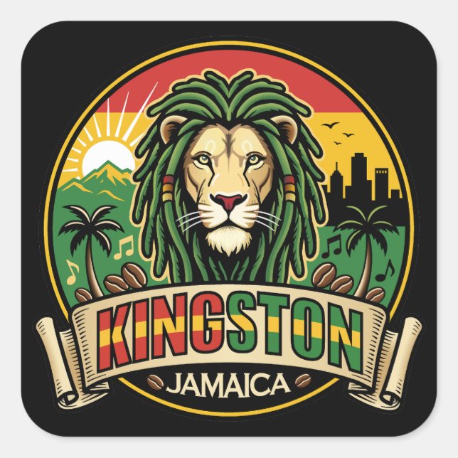 Sticker Carré Kingston Jamaica Island Caribbean (Devant)
