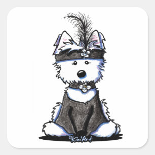 Sticker Carré KiniArt 1920's Flapper Westie