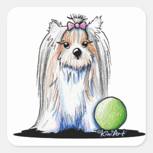 Sticker Carré KiniArt Biewer Yorkie Terrier